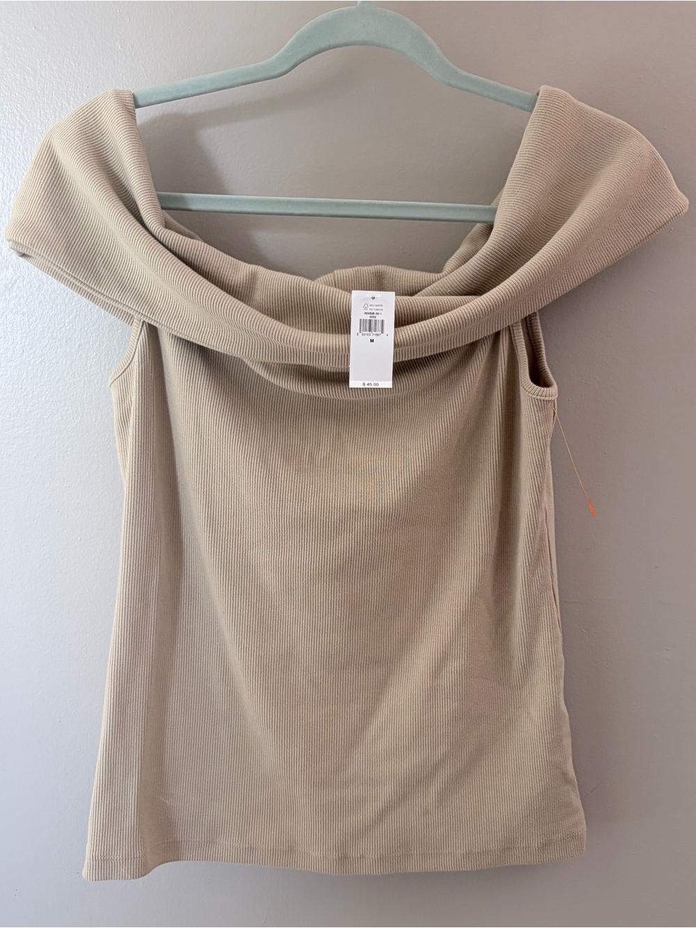 Banana Republic Off Shoulder Ribbed Top Beige NWT Medium